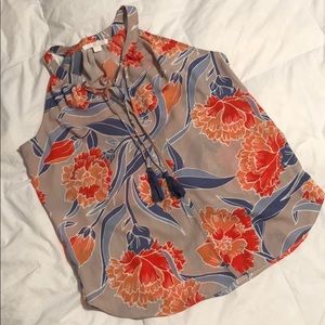 Sleeveless Floral-print Blouse - Size L